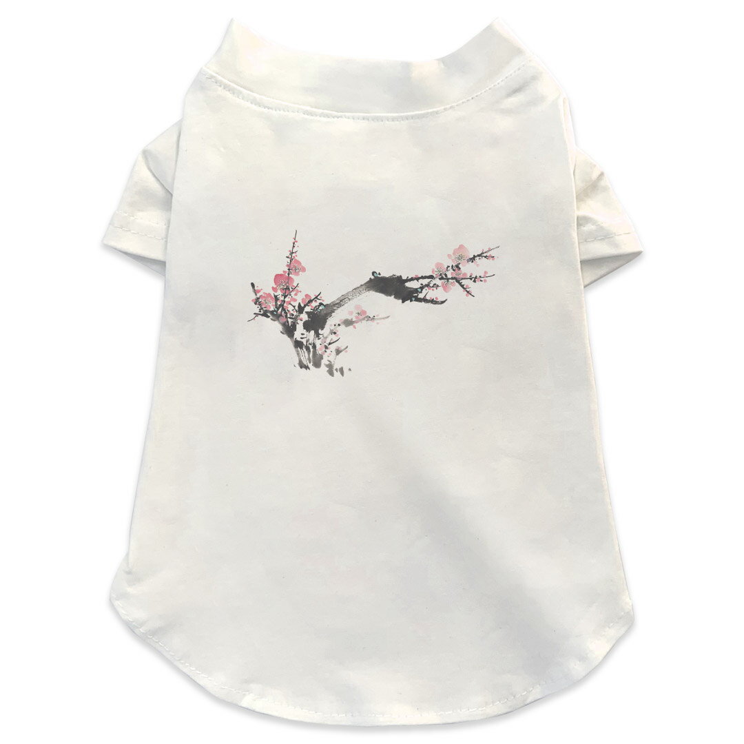 Garments - 犬専用Tシャツ 選べる5size 小型犬 袖あり 半袖 ホワイト デザイン T shirt XS S M L XL ペットウェア ペット服 カジュアル おしゃれ コットン 綿 和風　和柄　フラワー 009340