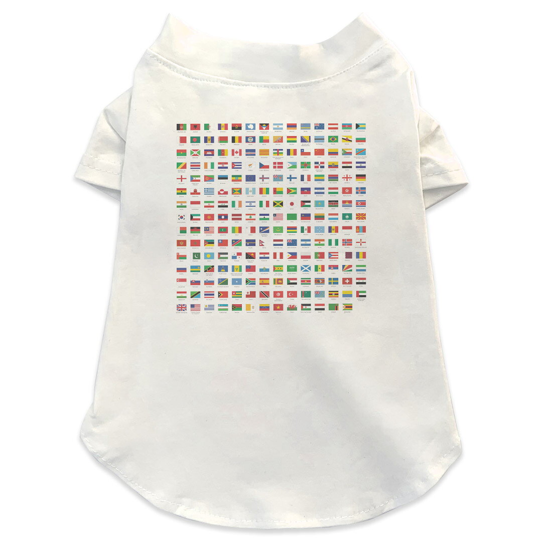 Garments - 犬専用Tシャツ 選べる5size 小型犬 袖あり 半袖 ホワイト デザイン T shirt XS S M L XL ペットウェア ペット服 カジュアル おしゃれ コットン 綿 外国　国旗 009360