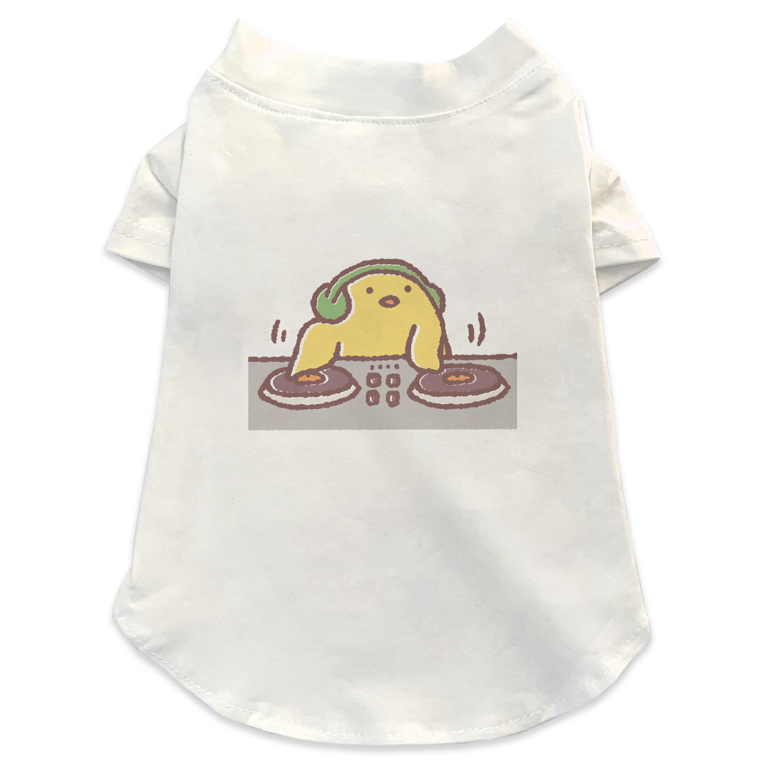 犬専用Tシャツ 選べる5size 小型犬 袖あり 半袖 ホワイト デザイン T shirt XS S M L XL ペットウェア ペット服 カジュアル おしゃれ コットン 綿 鳥　ひよこ　キャラクター 009561