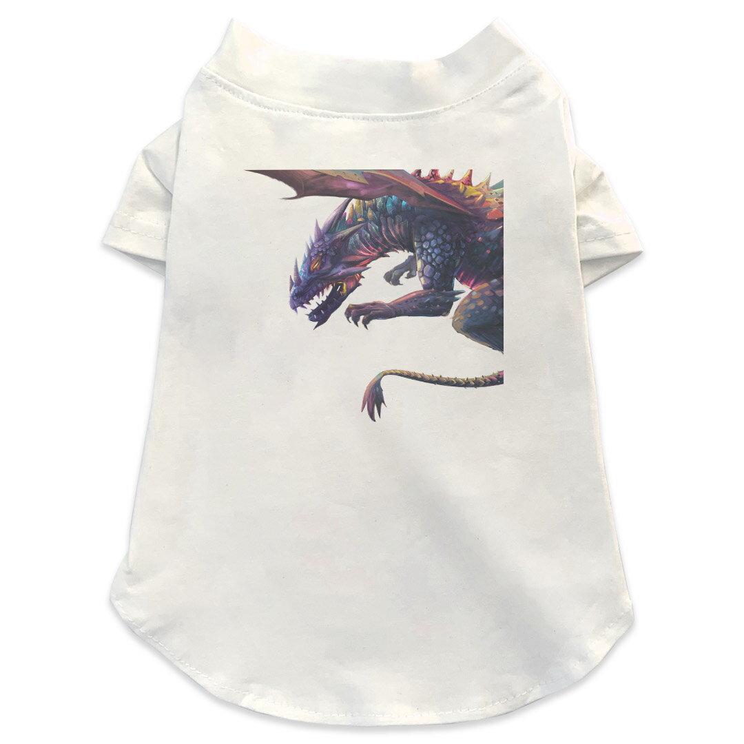 Garments - 犬専用Tシャツ 選べる5size 小型犬 袖あり 半袖 ホワイト デザイン T shirt XS S M L XL ペットウェア ペット服 カジュアル おしゃれ コットン 綿 恐竜　シンプル 009923