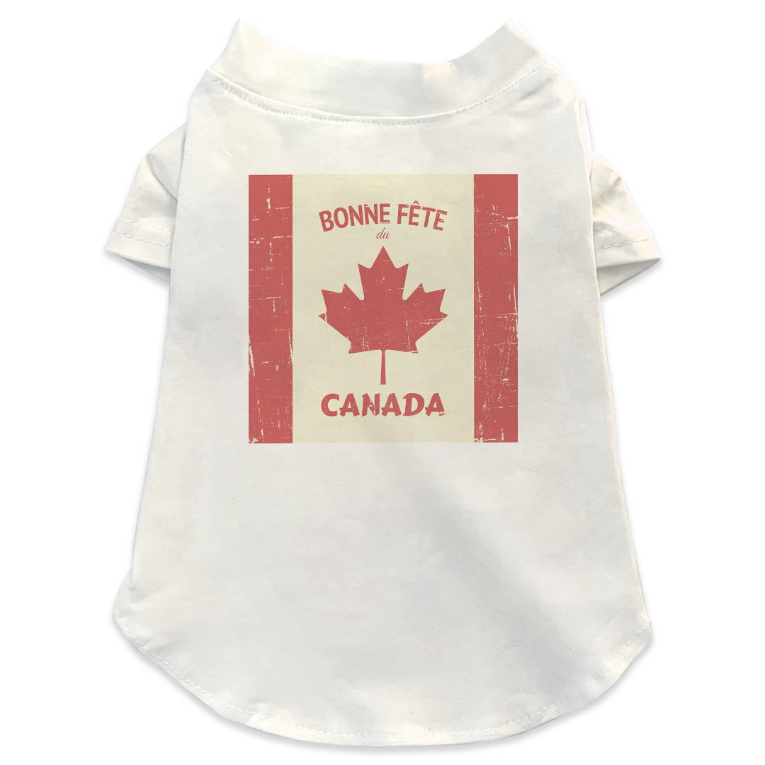犬専用Tシャツ 選べる5size 小型犬 袖あり 半袖 ホワイト デザイン T shirt XS S M L XL ペットウェア ペット服 カジュアル おしゃれ コットン 綿 外国　カナダ　マーク 010427