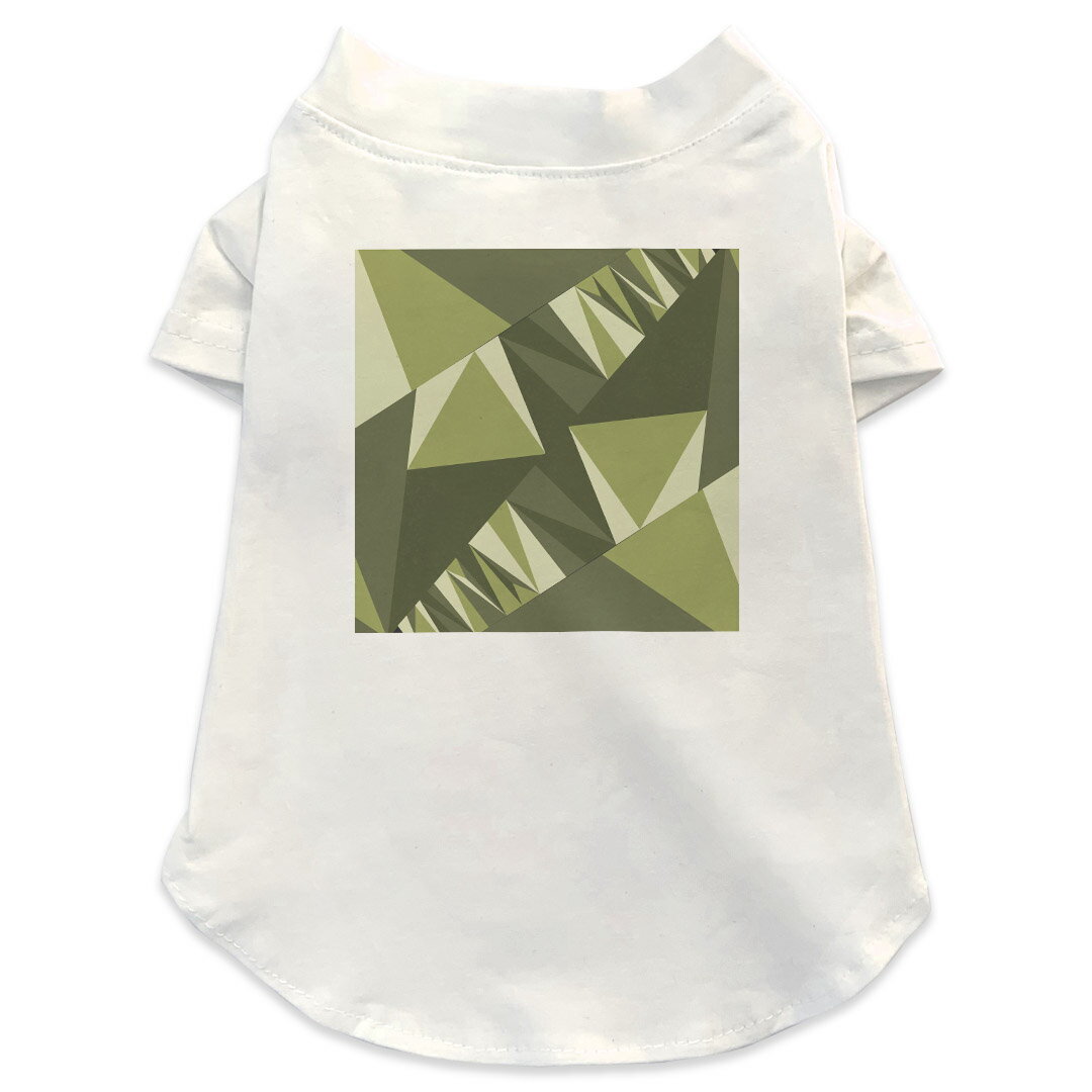 犬専用Tシャツ 選べる5size 小型犬 袖あり 半袖 ホワイト デザイン T shirt XS S M L XL ペットウェア ペット服 カジュアル おしゃれ コットン 綿 迷彩　カモフラ　緑 010461