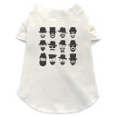 犬専用Tシャツ 選べる5size 小型犬 袖あり 半袖 ホワイト デザイン T shirt XS S M L XL ペットウェア ペット服 カジュアル おしゃれ コットン 綿 ひげ めがね 帽子 010513