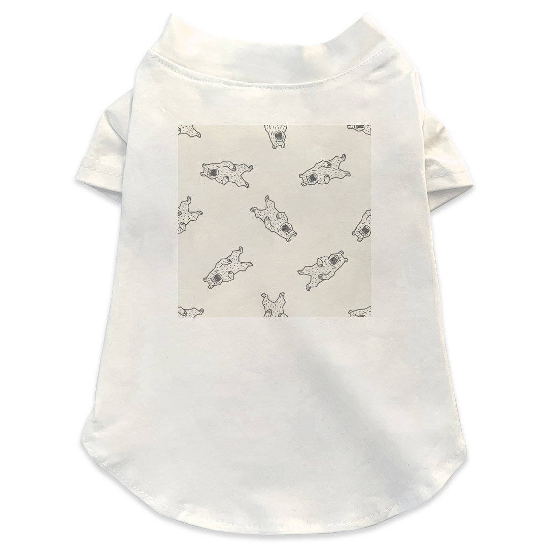 犬専用Tシャツ 選べる5size 小型犬 袖あり 半袖 ホワイト デザイン T shirt XS S M L XL ペットウェア ペット服 カジュアル おしゃれ コットン 綿 くま　動物　白　黒 010714