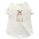 犬専用Tシャツ 選べる5size 小型犬 袖あり 半袖 ホワイト デザイン T shirt XS S M L XL ペットウェア ペット服 カジュアル おしゃれ コットン 綿 犬　動物　パグ 011407