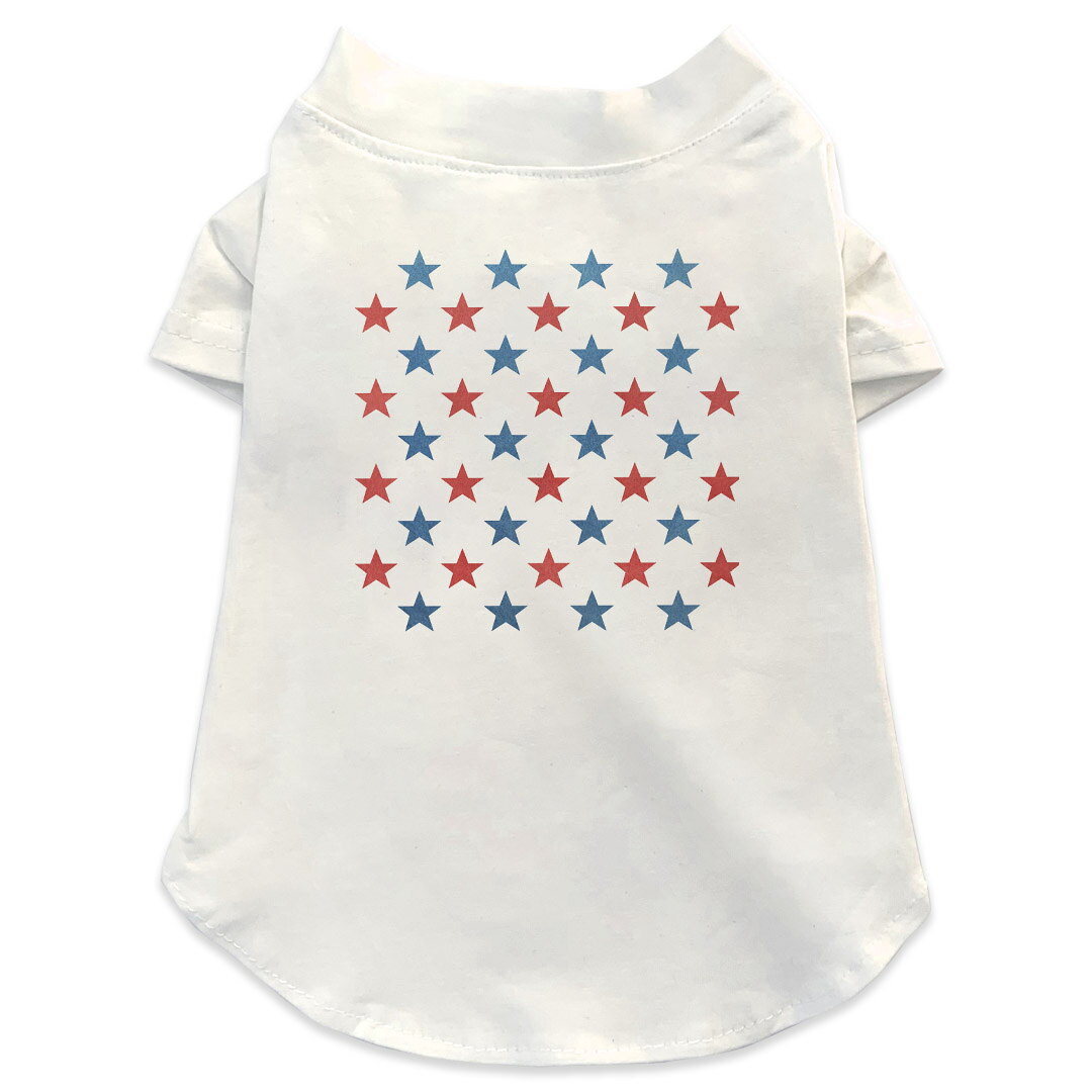 Garments - 犬専用Tシャツ 選べる5size 小型犬 袖あり 半袖 ホワイト デザイン T shirt XS S M L XL ペットウェア ペット服 カジュアル おしゃれ コットン 綿 赤　青　星 012369