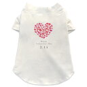 犬専用Tシャツ 選べる5size 小型犬 袖あり 半袖 ホワイト デザイン T shirt XS S M L XL ペットウェア ペット服 カジュアル おしゃれ コットン 綿 ハート バレンタイン イベント 012886