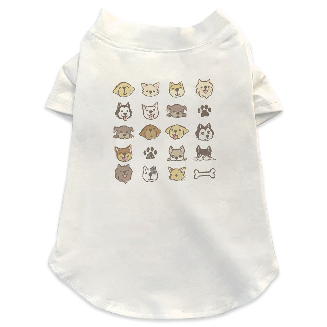 犬専用Tシャツ 選べる5size 小型犬 袖あり 半袖 ホワイト デザイン T shirt XS S M L XL ペットウェア ペット服 カジュアル おしゃれ コットン 綿 犬　動物　ペット 013343