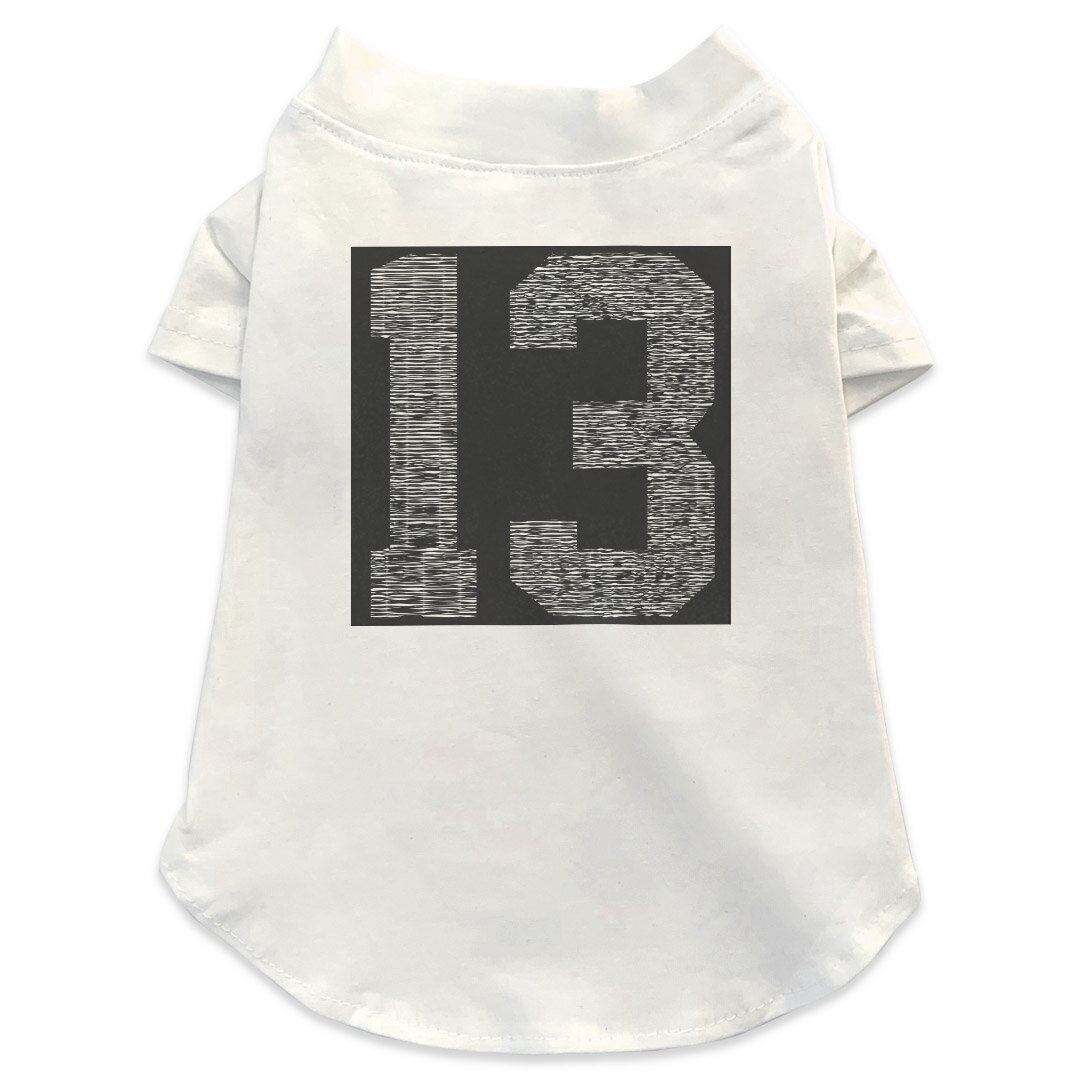 犬専用Tシャツ 選べる5size 小型犬 袖あり 半袖 ホワイト デザイン T shirt XS S M L XL ペットウェア ペット服 カジュアル おしゃれ コットン 綿 文字　数字　ゼブラ風 013612