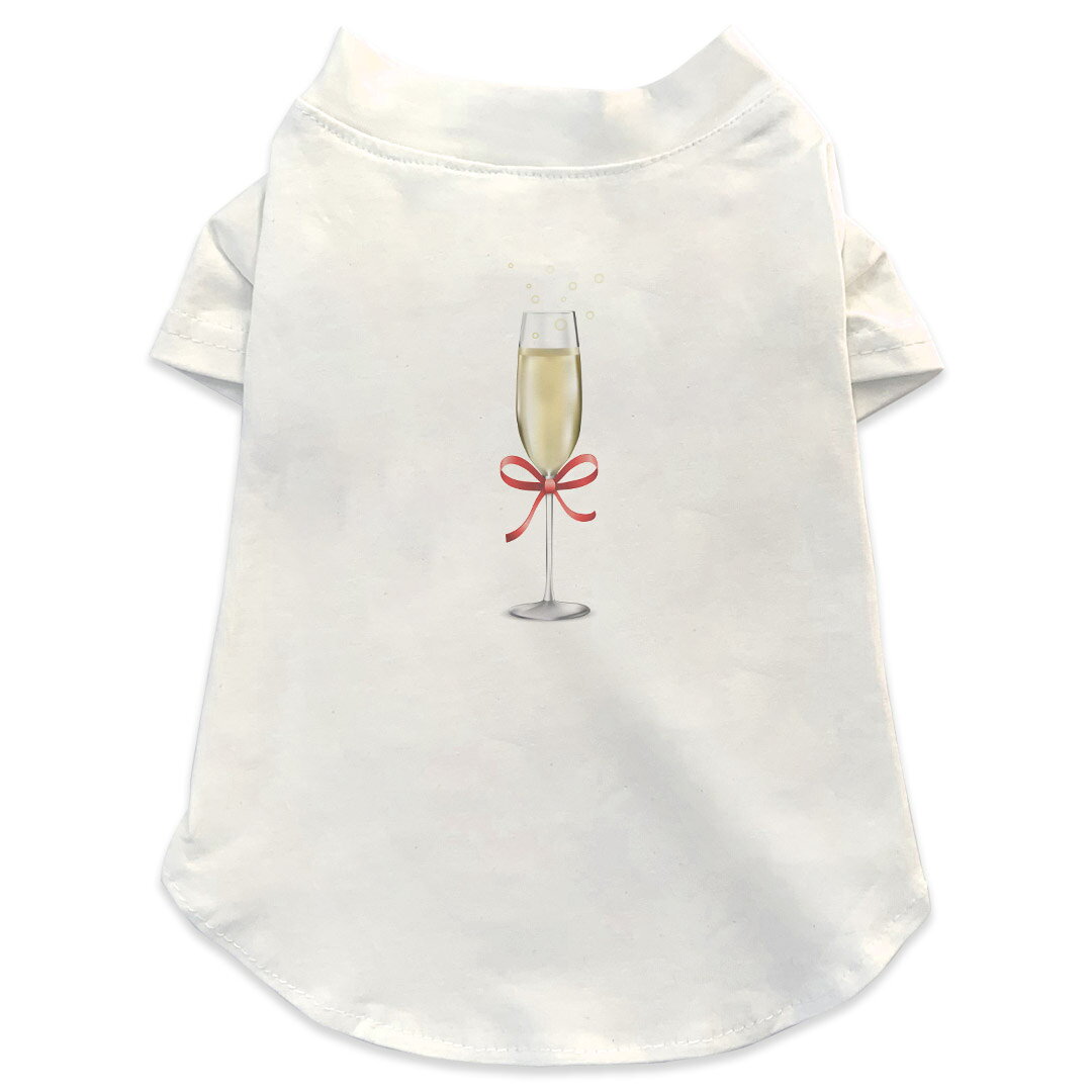 Garments - 犬専用Tシャツ 選べる5size 小型犬 袖あり 半袖 ホワイト デザイン T shirt XS S M L XL ペットウェア ペット服 カジュアル おしゃれ コットン 綿 キラキラ　ゴールド　リボン 013697