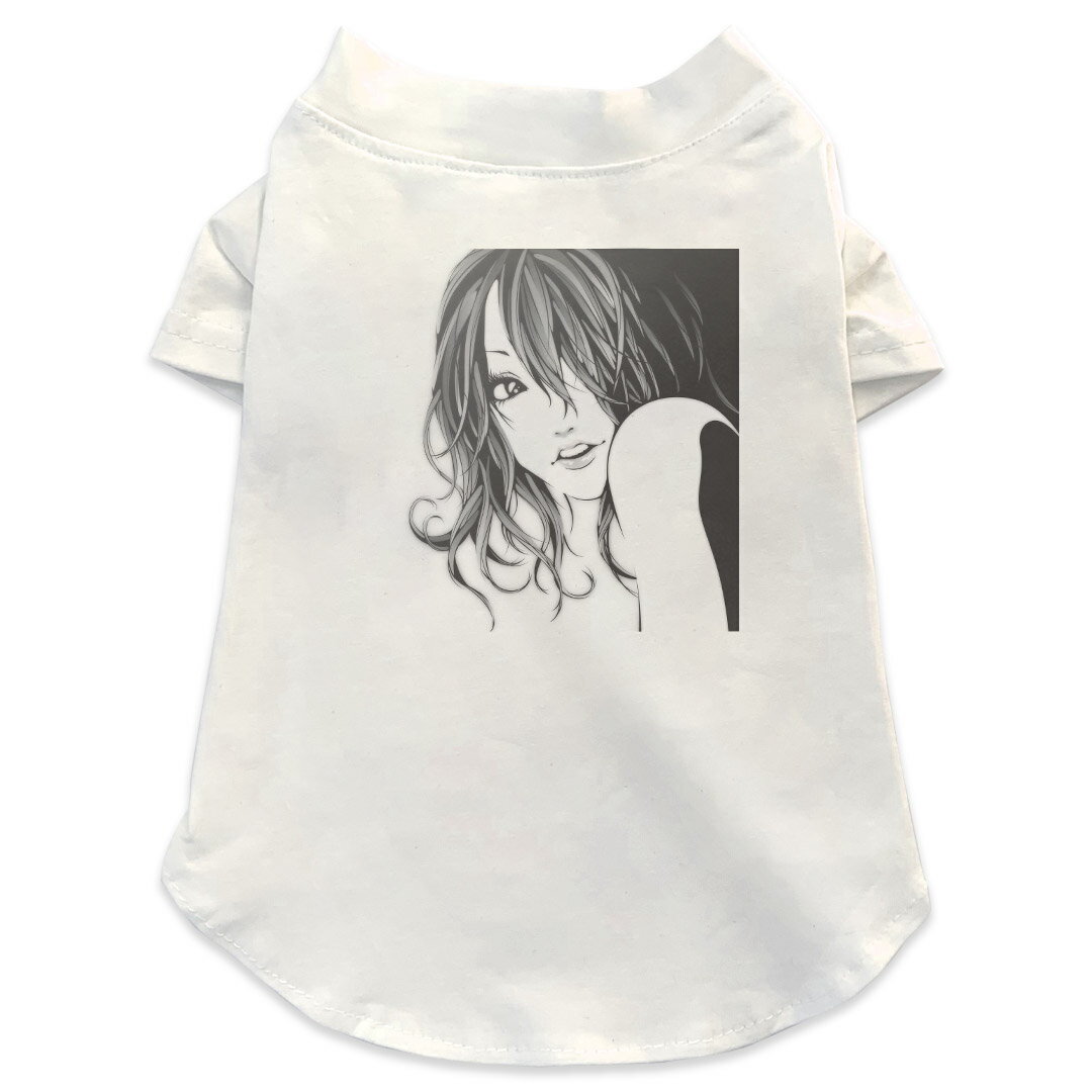 Garments - 犬専用Tシャツ 選べる5size 小型犬 袖あり 半袖 ホワイト デザイン T shirt XS S M L XL ペットウェア ペット服 カジュアル おしゃれ コットン 綿 人物　イラスト 014112