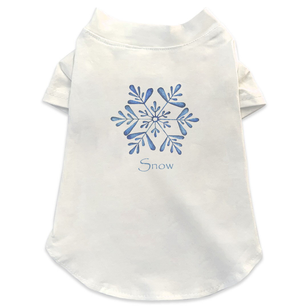 Garments - 犬専用Tシャツ 選べる5size 小型犬 袖あり 半袖 ホワイト デザイン T shirt XS S M L XL ペットウェア ペット服 カジュアル おしゃれ コットン 綿 雪　結晶 014594