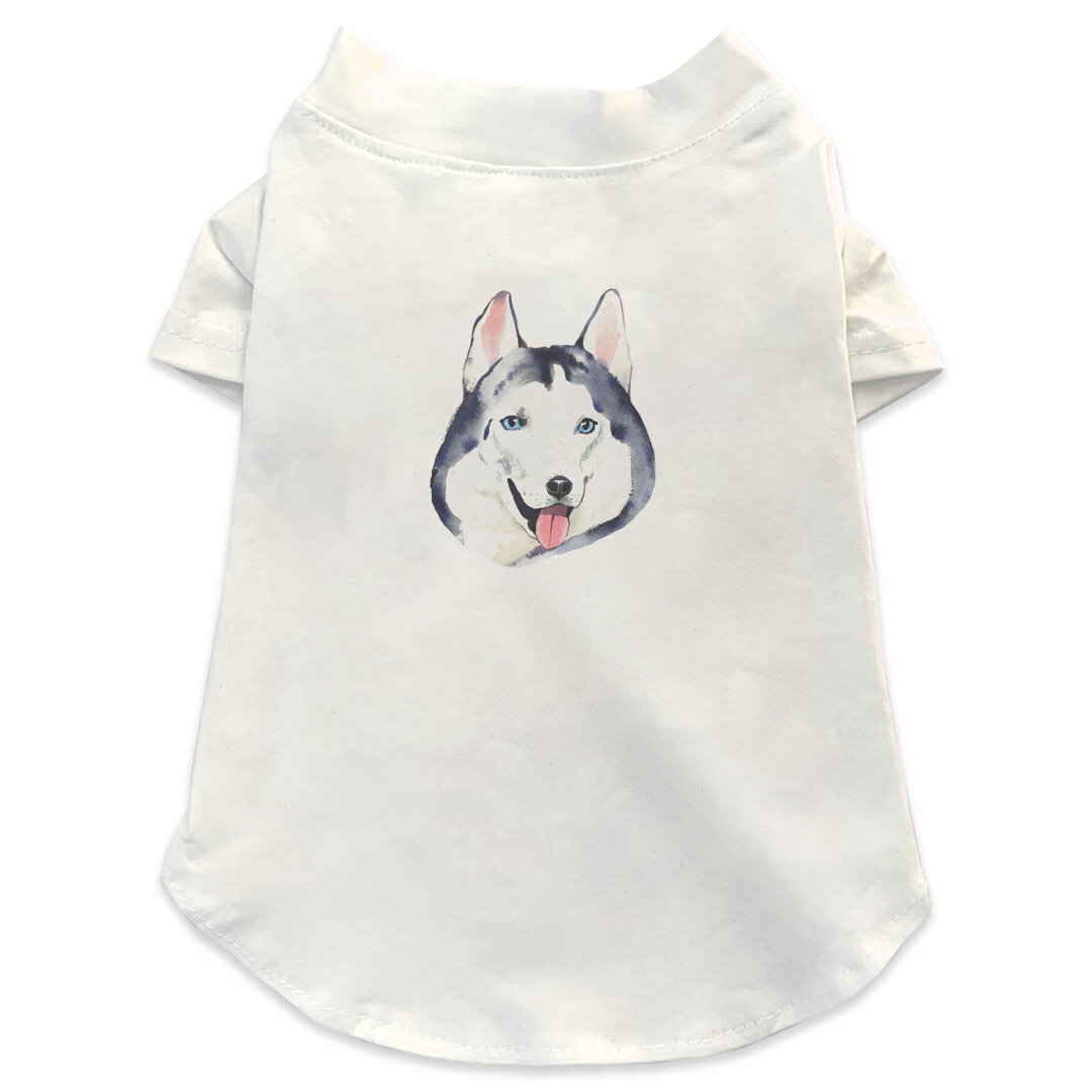 Garments - 犬専用Tシャツ 選べる5size 小型犬 袖あり 半袖 ホワイト デザイン T shirt XS S M L XL ペットウェア ペット服 カジュアル おしゃれ コットン 綿 ハスキー犬　犬　dog 014833