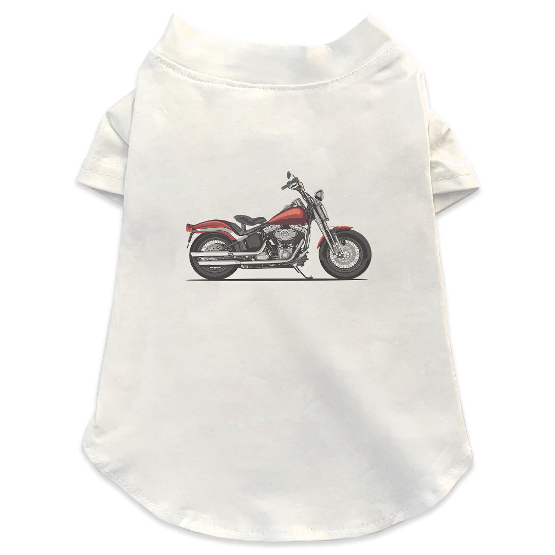 犬専用Tシャツ 選べる5size 小型犬 袖あり 半袖 ホワイト デザイン T shirt XS S M L XL ペットウェア ペット服 カジュアル おしゃれ コットン 綿 バイク　クール　赤 014916