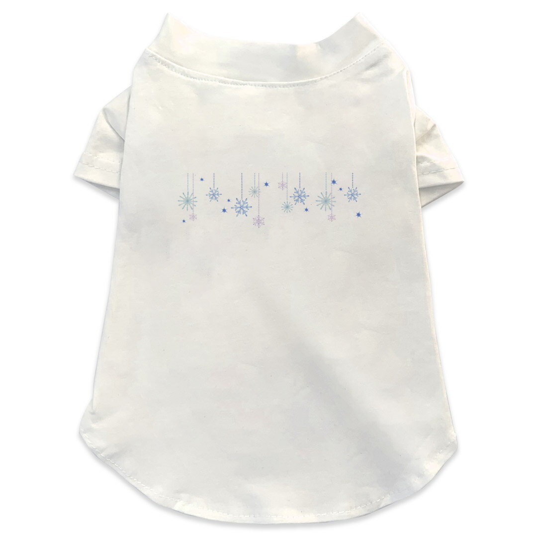 犬専用Tシャツ 選べる5size 小型犬 袖あり 半袖 ホワイト デザイン T shirt XS S M L XL ペットウェア ペット服 カジュアル おしゃれ コットン 綿 雪　雪の結晶　冬　スノー 015555