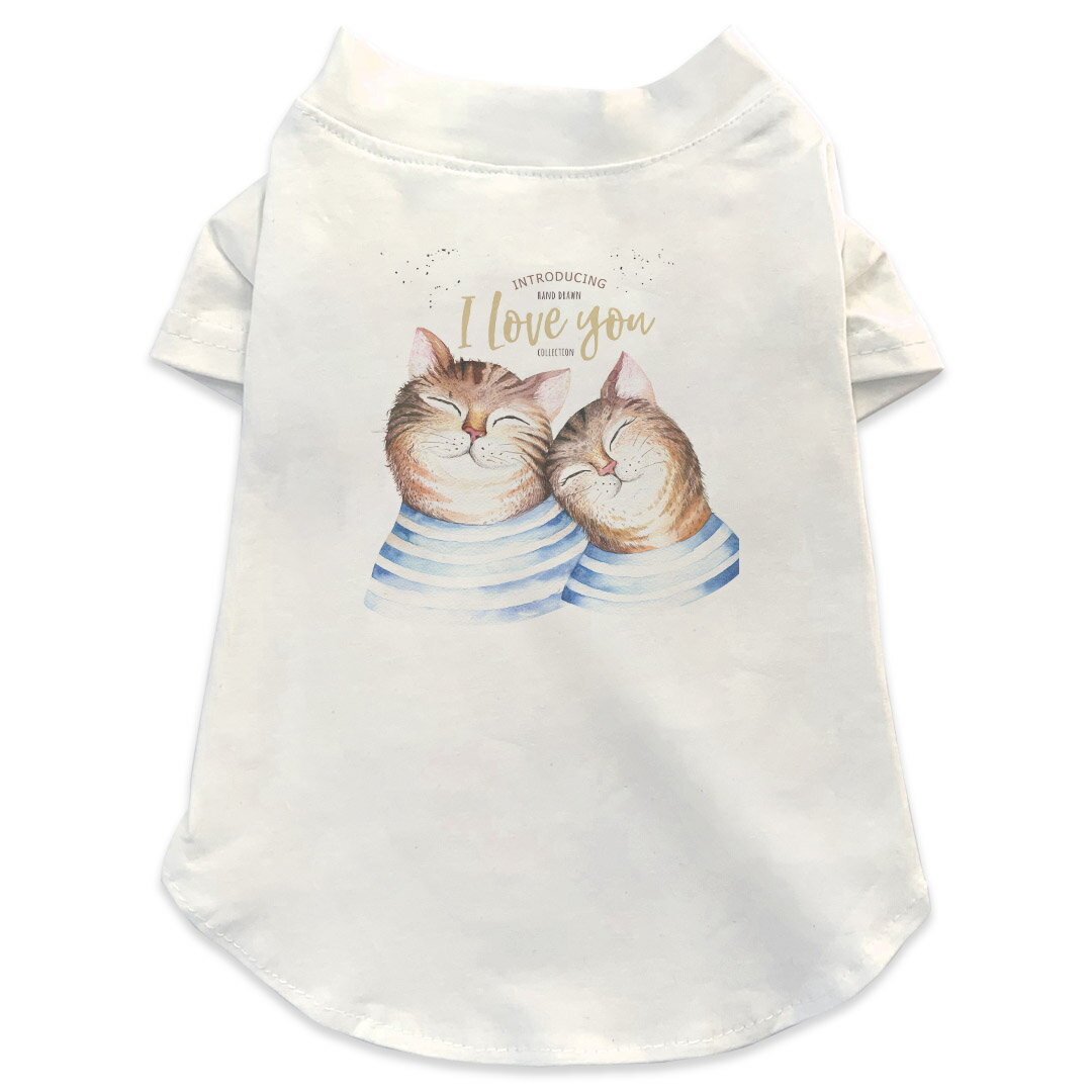Garments - 犬専用Tシャツ 選べる5size 小型犬 袖あり 半袖 ホワイト デザイン T shirt XS S M L XL ペットウェア ペット服 カジュアル おしゃれ コットン 綿 猫　夫婦　愛　英語 015592