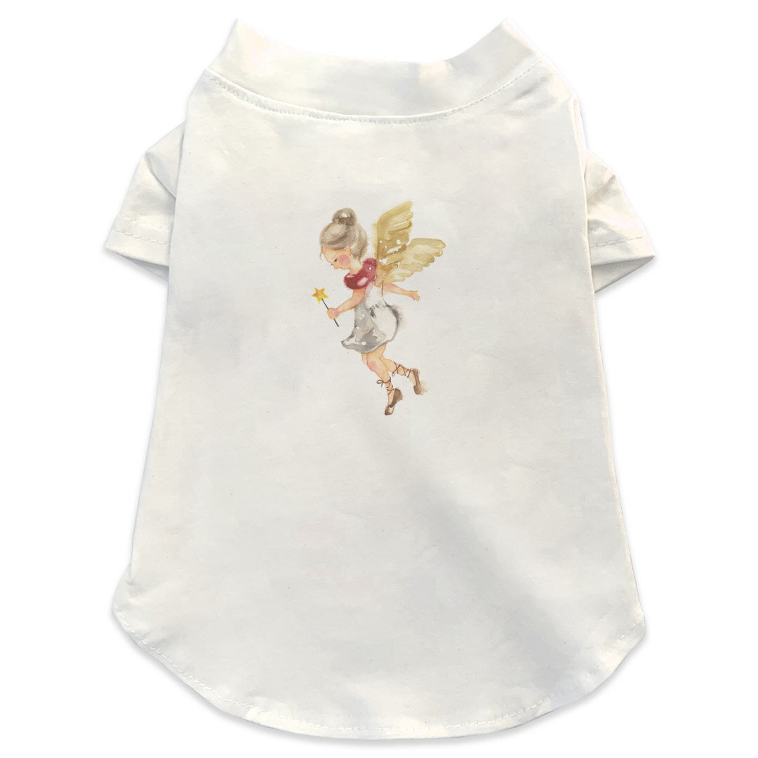 Garments - 犬専用Tシャツ 選べる5size 小型犬 袖あり 半袖 ホワイト デザイン T shirt XS S M L XL ペットウェア ペット服 カジュアル おしゃれ コットン 綿 天使　魔法　かわいい 015790