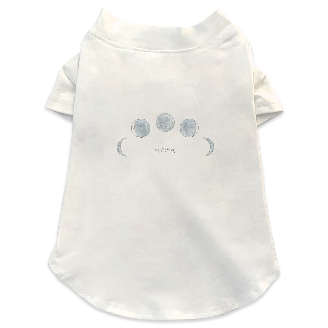 Garments - 犬専用Tシャツ 選べる5size 小型犬 袖あり 半袖 ホワイト デザイン T shirt XS S M L XL ペットウェア ペット服 カジュアル おしゃれ コットン 綿 月の満ち欠け　宇宙　月 016035