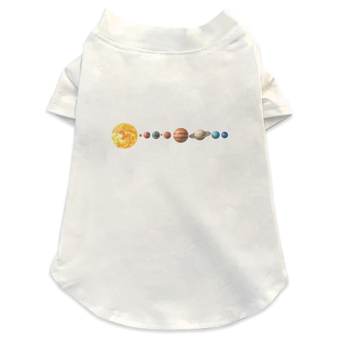 Garments - 犬専用Tシャツ 選べる5size 小型犬 袖あり 半袖 ホワイト デザイン T shirt XS S M L XL ペットウェア ペット服 カジュアル おしゃれ コットン 綿 地球　宇宙　太陽 016072
