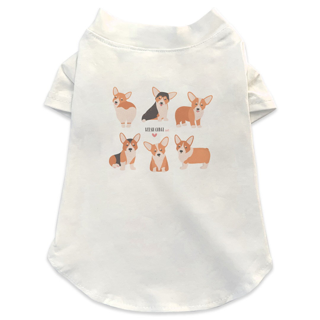 犬専用Tシャツ 選べる5size 小型犬 袖あり 半袖 ホワイト デザイン T shirt XS S M L XL ペットウェア ..