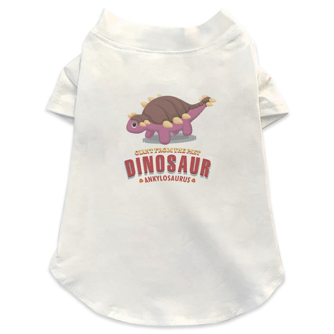 Garments - 犬専用Tシャツ 選べる5size 小型犬 袖あり 半袖 ホワイト デザイン T shirt XS S M L XL ペットウェア ペット服 カジュアル おしゃれ コットン 綿 ダイナソー ダイナソー　恐竜　Dinosaur　 017547