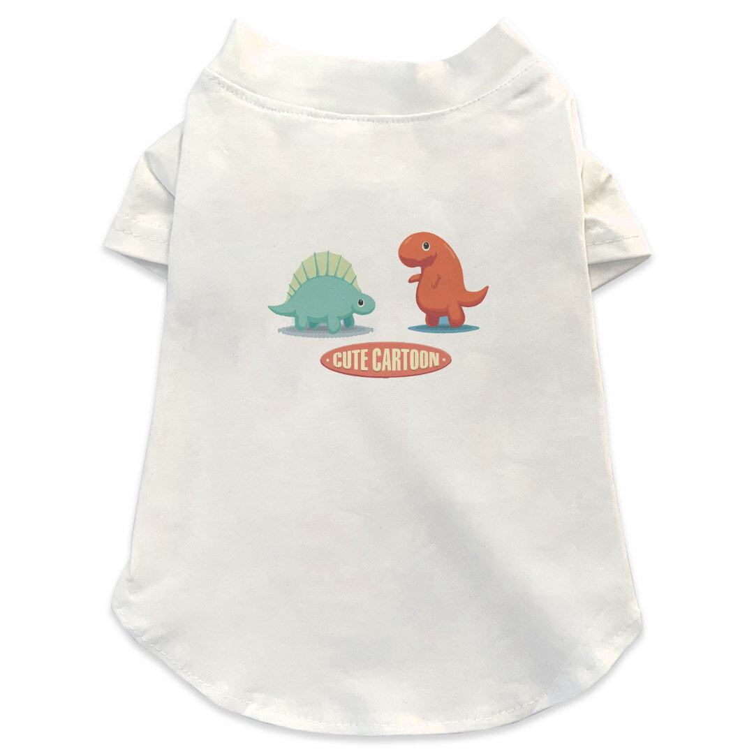 犬専用Tシャツ 選べる5size 小型犬 袖あり 半袖 ホワイト デザイン T shirt XS S M L XL ペットウェア ペット服 カジュアル おしゃれ コットン 綿 ダイナソー　 ダイナソー　恐竜　Dinosaur　かわいい 017548