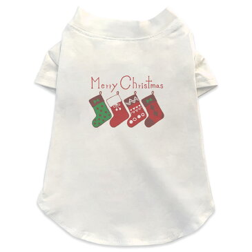 犬専用Tシャツ 選べる5size 小型犬 袖あり 半袖 ホワイト デザイン T shirt XS S M L XL ペットウェア ペット服 カジュアル おしゃれ コットン 綿 クリスマス 靴下 クリスマス かわいい 017776