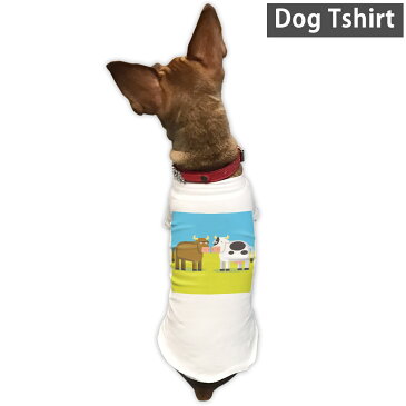 犬専用Tシャツ 選べる5size 小型犬 袖あり 半袖 ホワイト デザイン T shirt XS S M L XL ペットウェア ペット服 カジュアル おしゃれ コットン 綿 アニマル イラスト 動物 牛 うし 008209
