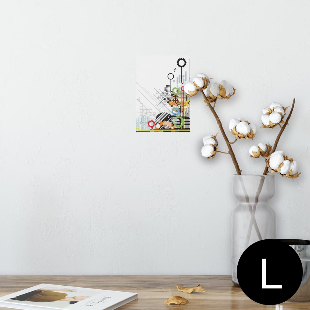 ポスター ウォールステッカー シール式ステッカー 飾り 89×127mm L版 写真 フォト 壁 インテリア おしゃれ 　剥がせる wall sticker poster 006186 歯車　カラフル