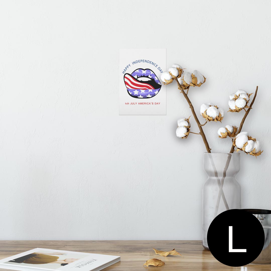 ポスター ウォールステッカー シール式ステッカー 飾り 89×127mm L版 写真 フォト 壁 インテリア おしゃれ 　剥がせる wall sticker poster 011683 星　唇　イラスト