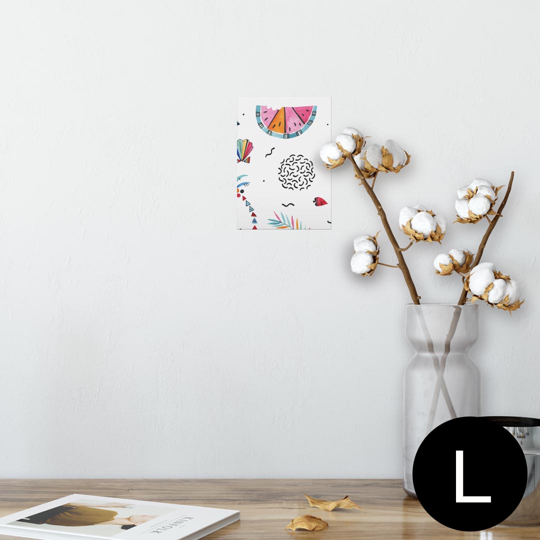 ポスター ウォールステッカー シール式ステッカー 飾り 89×127mm L版 写真 フォト 壁 インテリア おしゃれ 　剥がせる wall sticker poster 014344 ヤシの木　スイカ　トロピカル