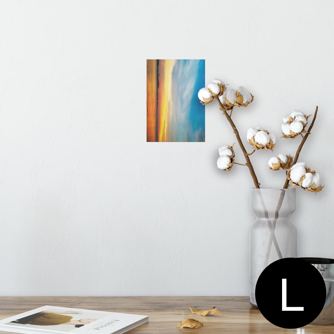 ポスター ウォールステッカー シール式ステッカー 飾り 89×127mm L版 写真 フォト 壁 インテリア おしゃれ 　剥がせる wall sticker poster 014924 景色　夕日　夕方