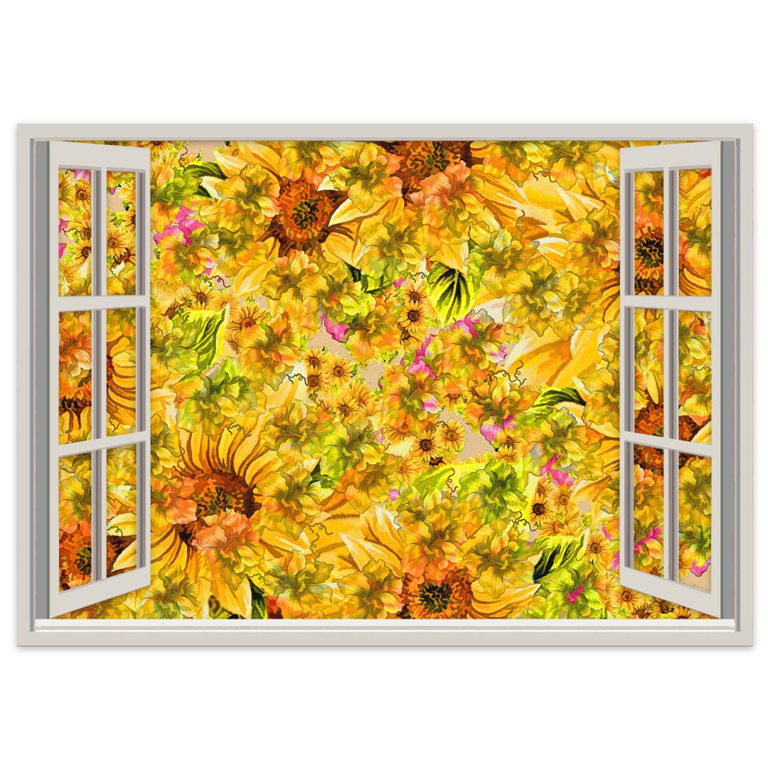 選べるサイズ！窓仕様ポステッカー ウォールステッカー シール式ステッカー 飾り A0 A1 A2 A3 A4 A5 B0 B1 B2 B3 B4 B5 写真 フォト 壁 インテリア おしゃれ 剥がせる wall sticker poster 023998 本　空 花　ひまわり　イラスト　022919