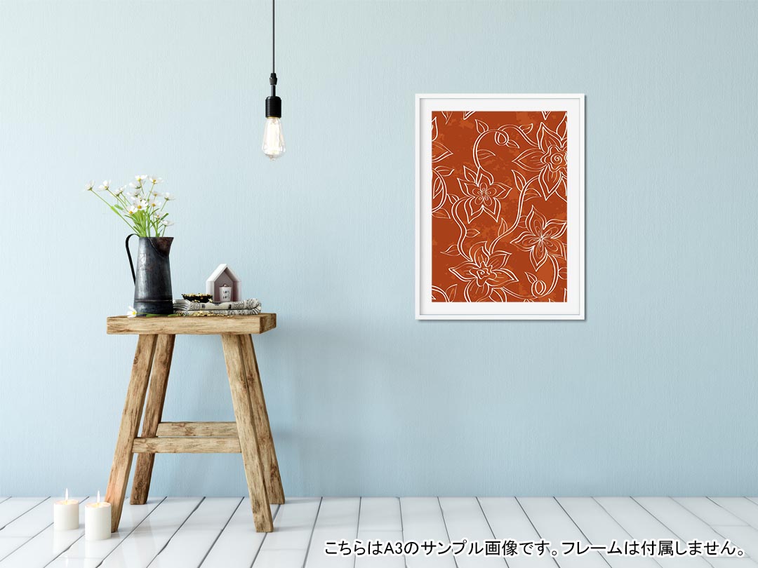 ポスター ウォールステッカー シール式ステッカー 飾り 257×364mm B4 写真 フォト 壁 インテリア おしゃれ 剥がせる wall sticker poster 000709 花柄　赤 2