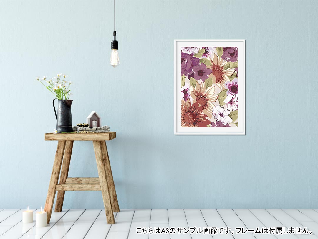 kabeコレのポスター ウォールステッカー シール式ステッカー 飾り 148×210mm A5 写真 フォト 壁 インテリア おしゃれ 剥がせる wall sticker poster 000749 花　リーフ｜アングル2
