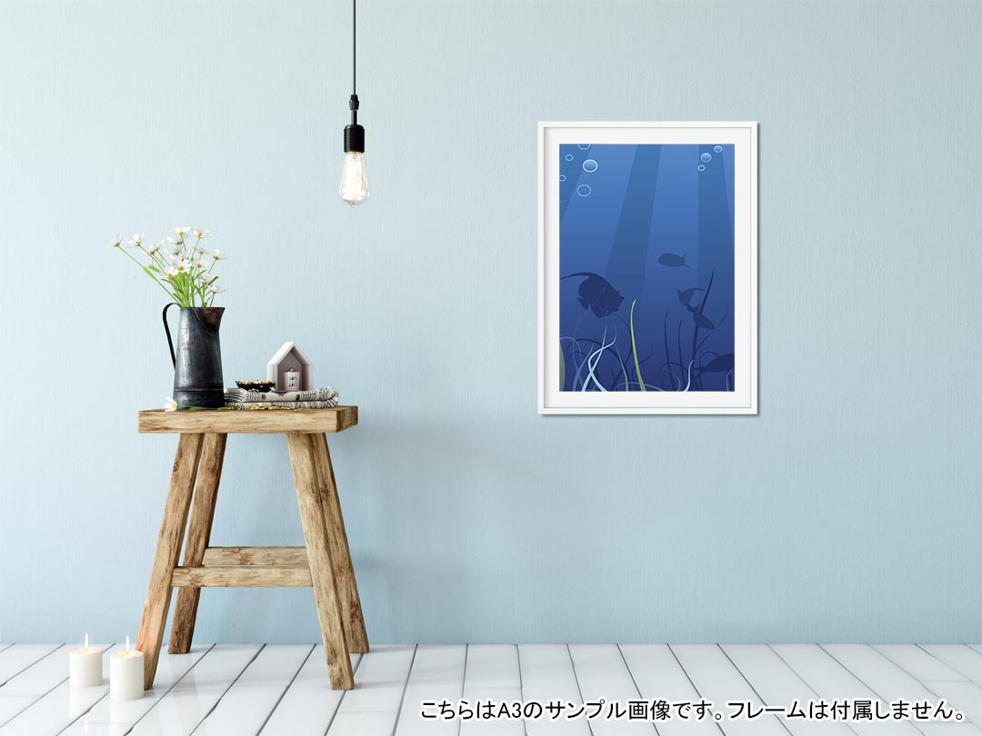 ポスター ウォールステッカー 長方形 シール式ステッカー 飾り 30×16cm Ssize 壁 インテリア おしゃれ　剥がせる wall sticker poster 001264 水中　魚　海 kabekore-10388343 kabeコレ サンプル画像2