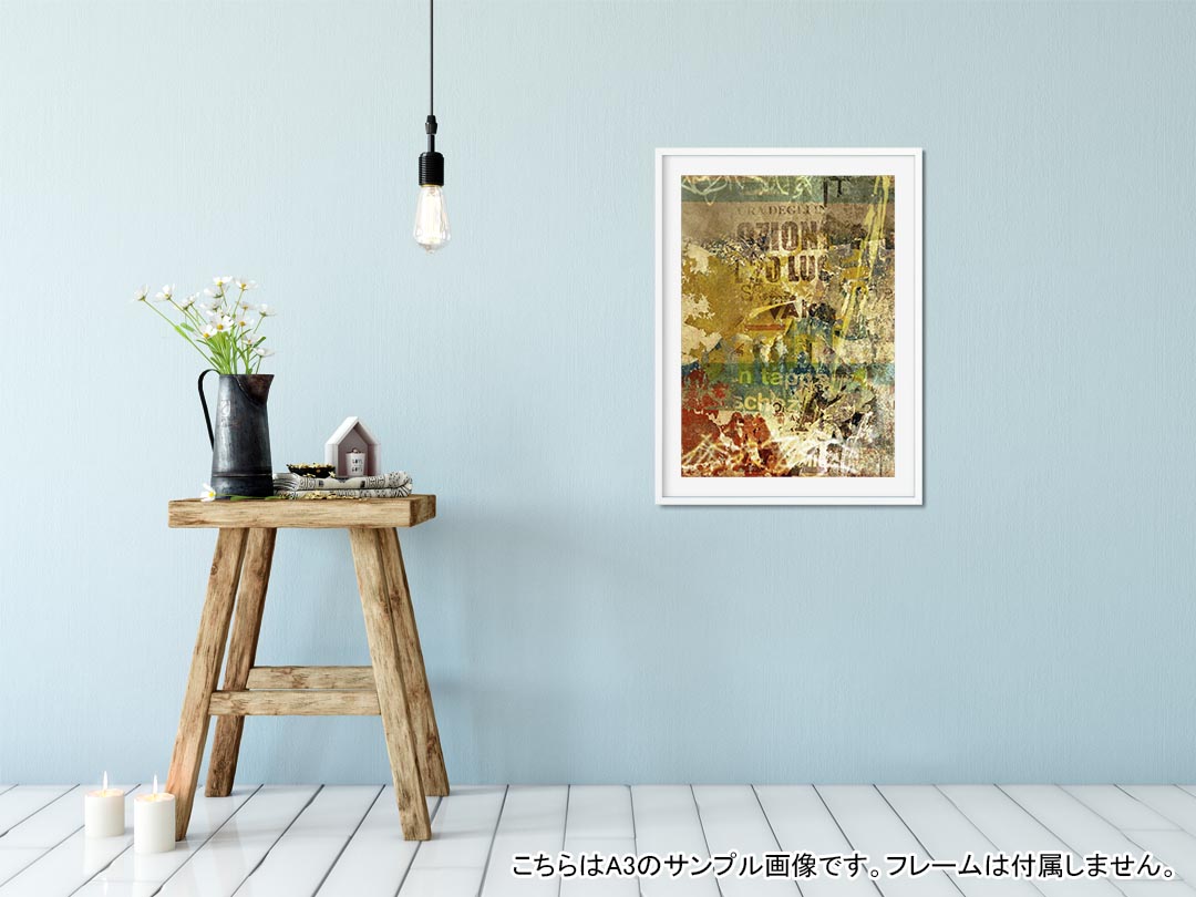 kabeコレのポステッカー ポスター ウォールステッカー シール式ステッカー 飾り 841mm×1189mm A0 写真 フォト 壁 インテリア おしゃれ 剥がせる wall sticker poster 002488 英語　文字　ビンテージ｜アングル2