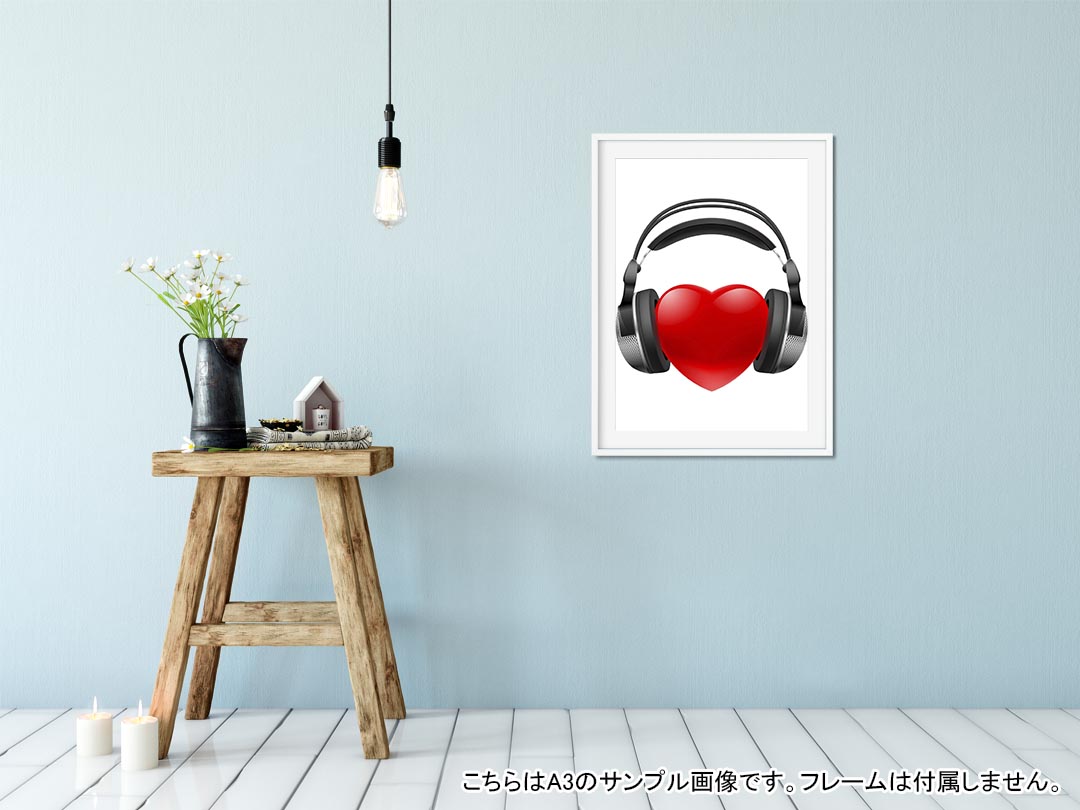 ポスター ウォールステッカー シール式ステッカー 飾り 148×210mm A5 写真 フォト 壁 インテリア おしゃれ 剥がせる wall sticker poster 002514 ハート　音楽 kabekore-10136151 kabeコレ サンプル画像2