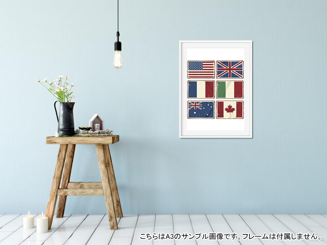 ポスター ウォールステッカー 長方形 シール式ステッカー 飾り 90×47cm Lsize 長方形 壁 インテリア おしゃれ　剥がせる wall sticker poster 002698 外国　国旗 2