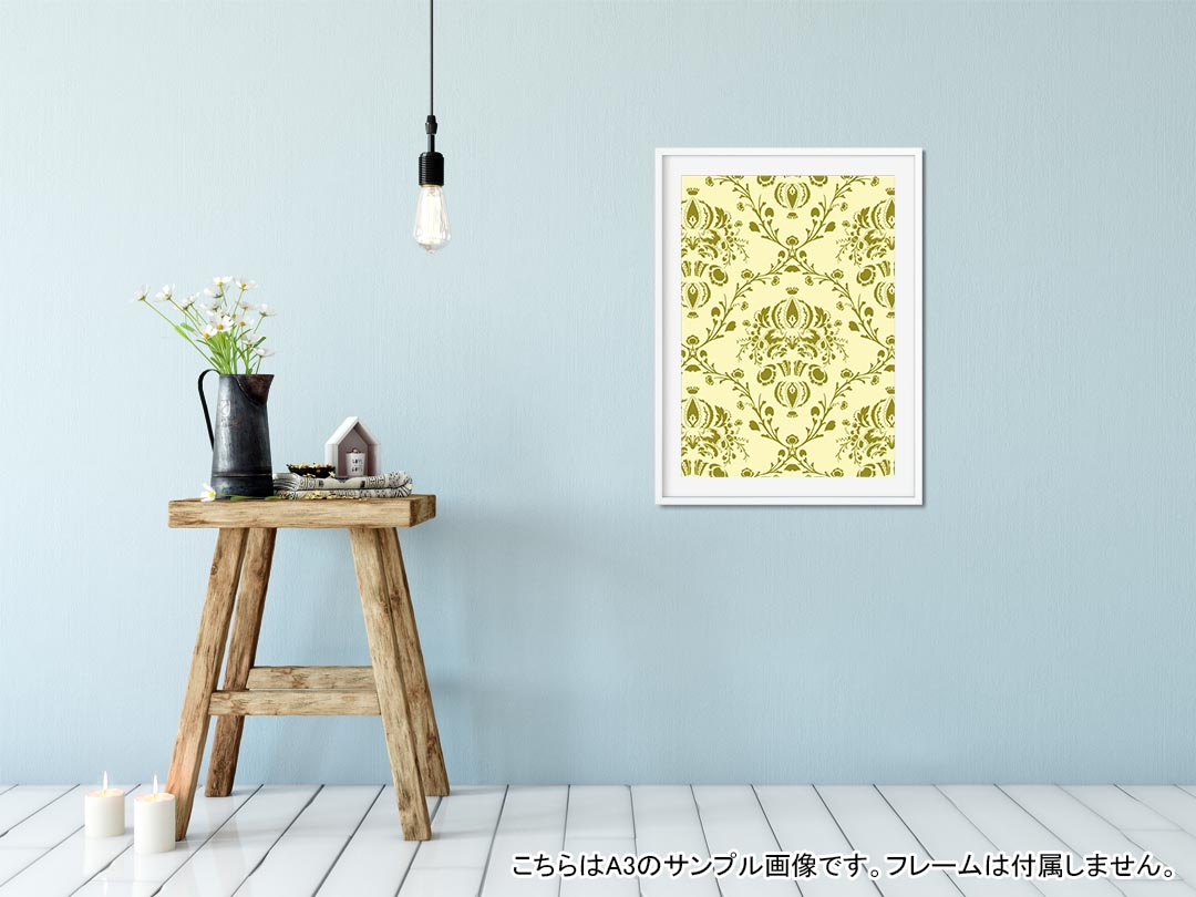 ポスター ウォールステッカー シール式ステッカー 飾り 148×210mm A5 写真 フォト 壁 インテリア おしゃれ 剥がせる wall sticker poster 003903 模様　エレガント　緑 kabekore-10137347 kabeコレ サンプル画像2