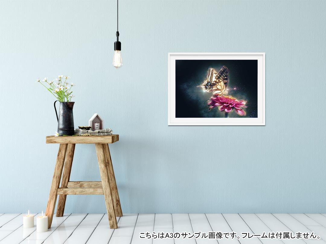 サイズが選べる！ポスター ウォールステッカー シール式ステッカー 飾り A0 A1 A2 A3 A4 A5 B0 B1 B2 B3 B4 B5 写真 フォト 壁 インテリア おしゃれ 剥がせるwall sticker poster 033401 アート 月夜 海 蝶々　花　写真　023049 kabekore-11088437 kabeコレ サンプル画像2