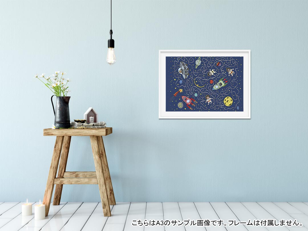 kabeコレのポスター ウォールステッカー シール式ステッカー 飾り 420×594mm A2 写真 フォト 壁 インテリア おしゃれ 剥がせる wall sticker poster 023083 UFO　宇宙　イラスト｜アングル2