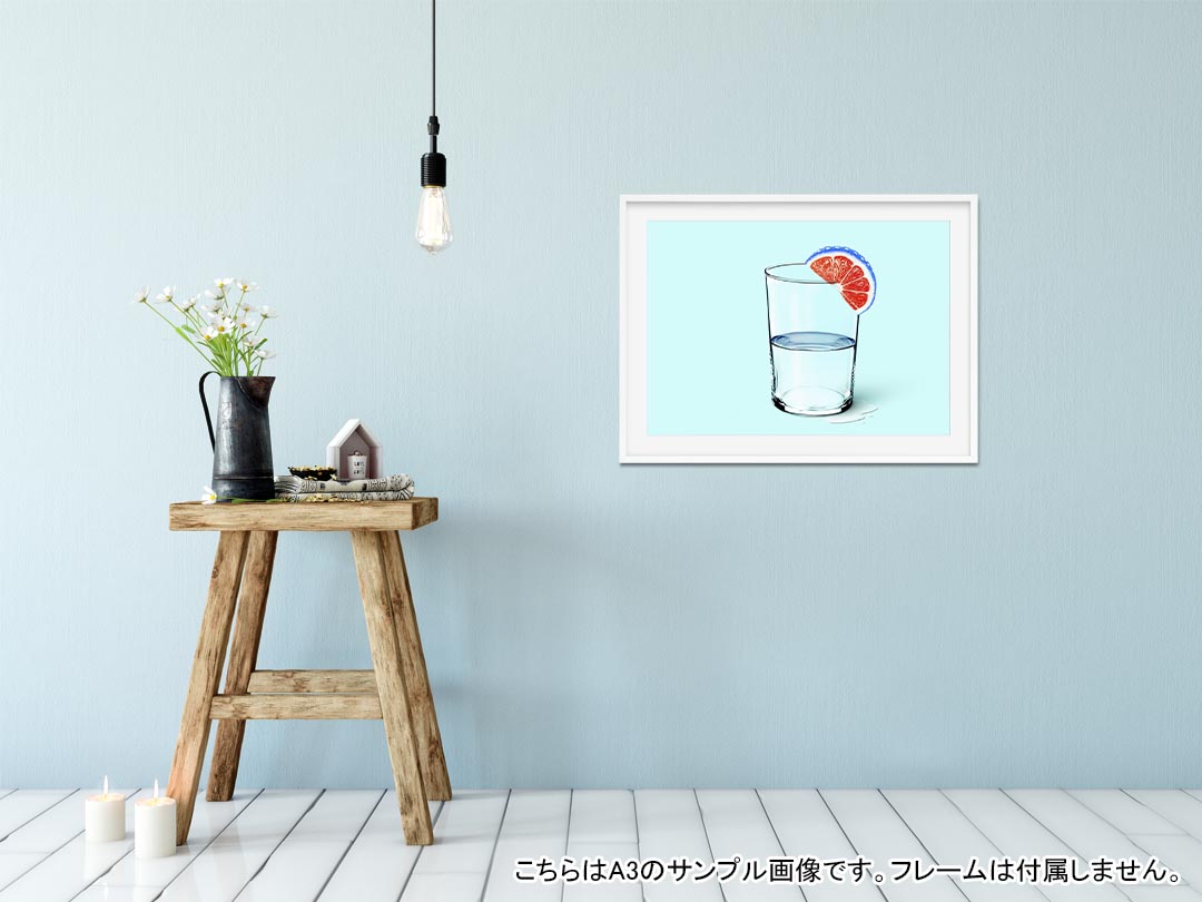 ポスター ウォールステッカー シール式ステッカー 飾り 257×364mm B4 写真 フォト 壁 インテリア おしゃれ 剥がせる wall sticker poster 023398 グラス　水　イラスト kabekore-10904174 kabeコレ サンプル画像2