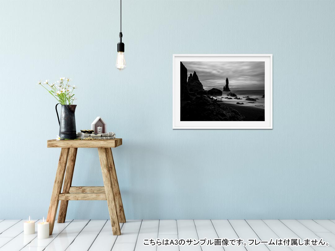 ポスター ウォールステッカー シール式ステッカー 飾り 594×841mm A1 写真 フォト 壁 インテリア おしゃれ 剥がせるwall sticker poster 023459 海　モノクロ 2