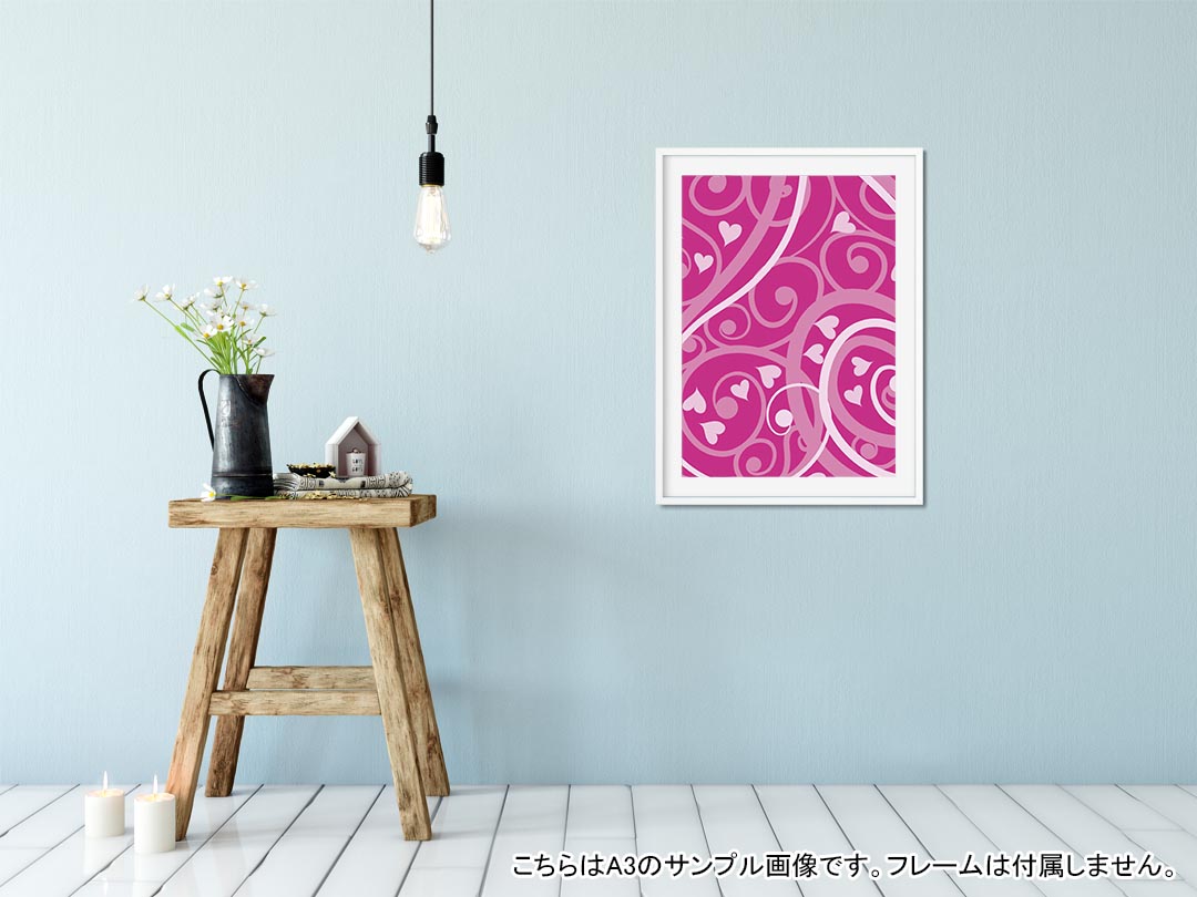 ポスター ウォールステッカー シール式ステッカー 飾り 594×841mm A1 写真 フォト 壁 インテリア おしゃれ 剥がせるwall sticker poster 004009 ハート　ピンク 2