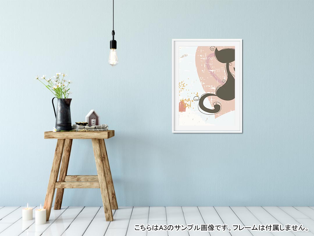 ポスター ウォールステッカー 長方形 シール式ステッカー 飾り 30×16cm Ssize 壁 インテリア おしゃれ　剥がせる wall sticker poster 004042 猫　動物　イラスト