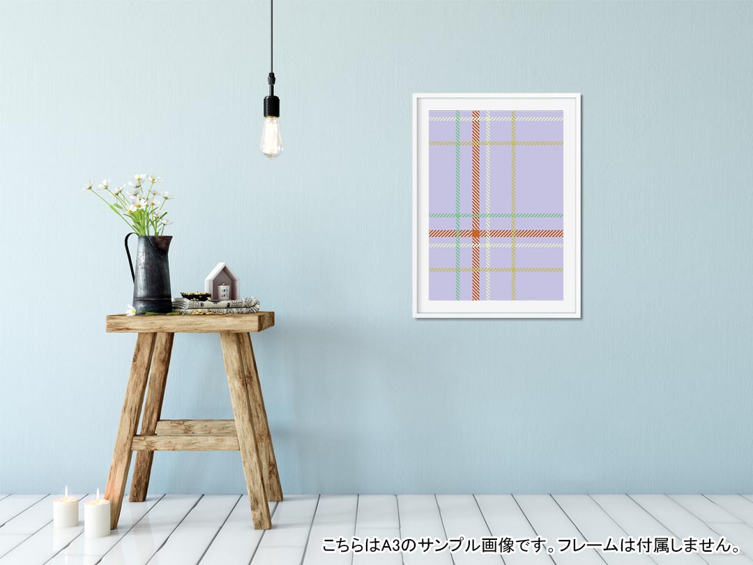 ポスター ウォールステッカー シール式ステッカー 飾り 89×127mm L版 写真 フォト 壁 インテリア おしゃれ 　剥がせる wall sticker poster 004187 チェック　紫 kabekore-10237291 kabeコレ サンプル画像2