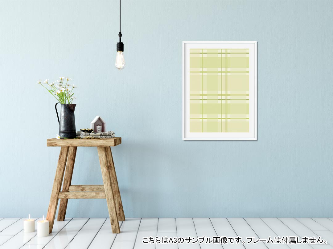 kabeコレのポスター ウォールステッカー シール式ステッカー 飾り 148×210mm A5 写真 フォト 壁 インテリア おしゃれ 剥がせる wall sticker poster 004189 チェック　緑｜アングル2