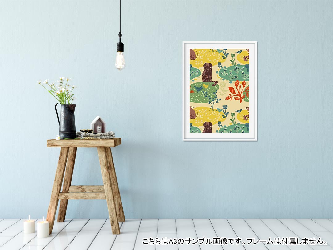 ポスター ウォールステッカー シール式ステッカー 飾り 364×515mm B3 写真 フォト 壁 インテリア おしゃれ 　剥がせる wall sticker poster 004419 猫　キャラクター　鳥