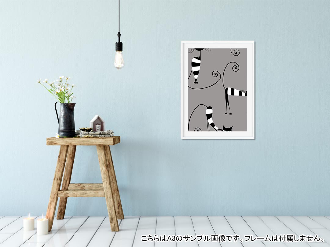 ポスター ウォールステッカー シール式ステッカー 飾り 420×594mm A2 写真 フォト 壁 インテリア おしゃれ 　剥がせる wall sticker poster 004732 猫　イラスト